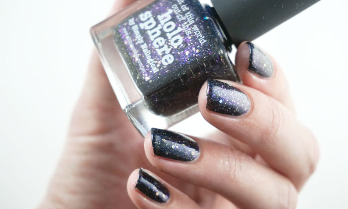 Swatch of Picture polish holo sphere showing the duochrome glitter it contains