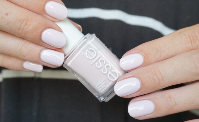 swatch of light pink nail polish Essie Fiji