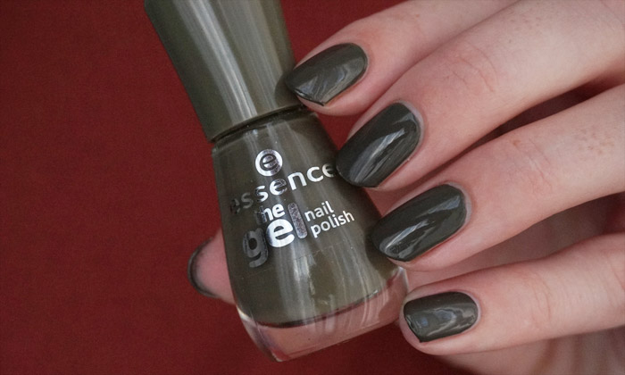 swatch of essence olive you, which is an army green Essence polish