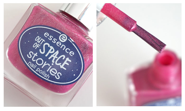 Collage of the bottle of Essence beam me up! and the brush