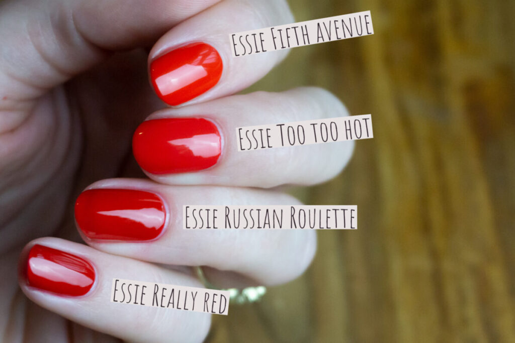 comparison Noae Essie creme Nails - red