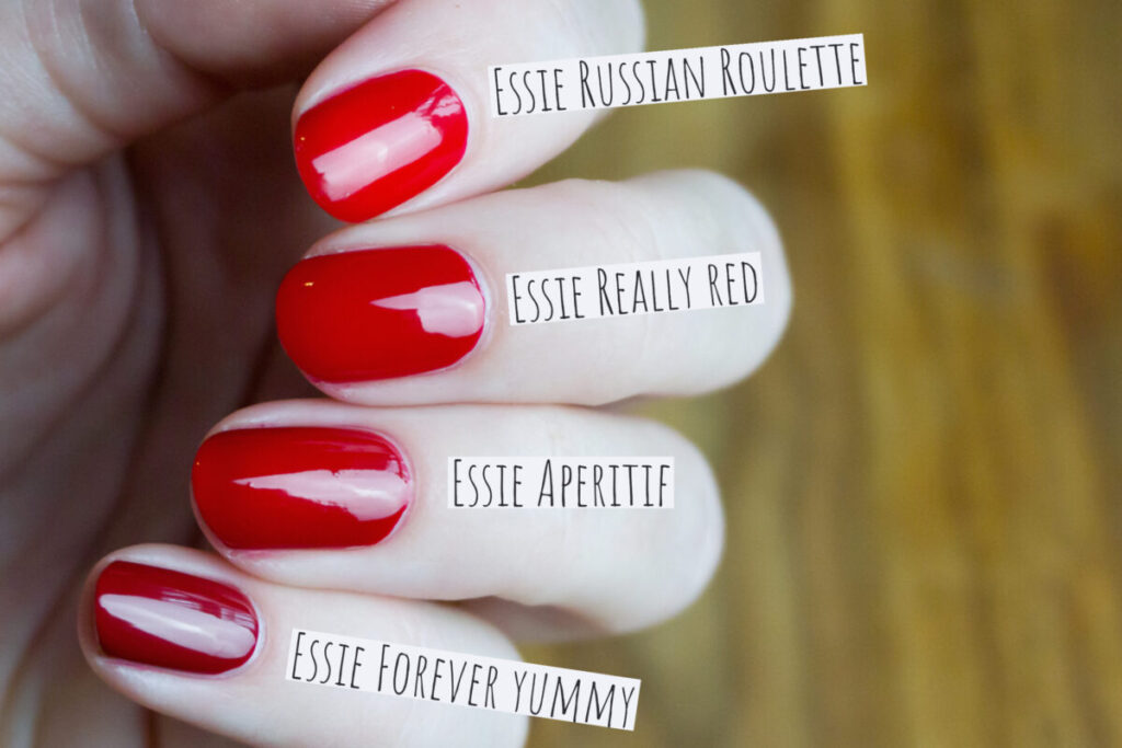 red - Nails comparison Essie creme Noae